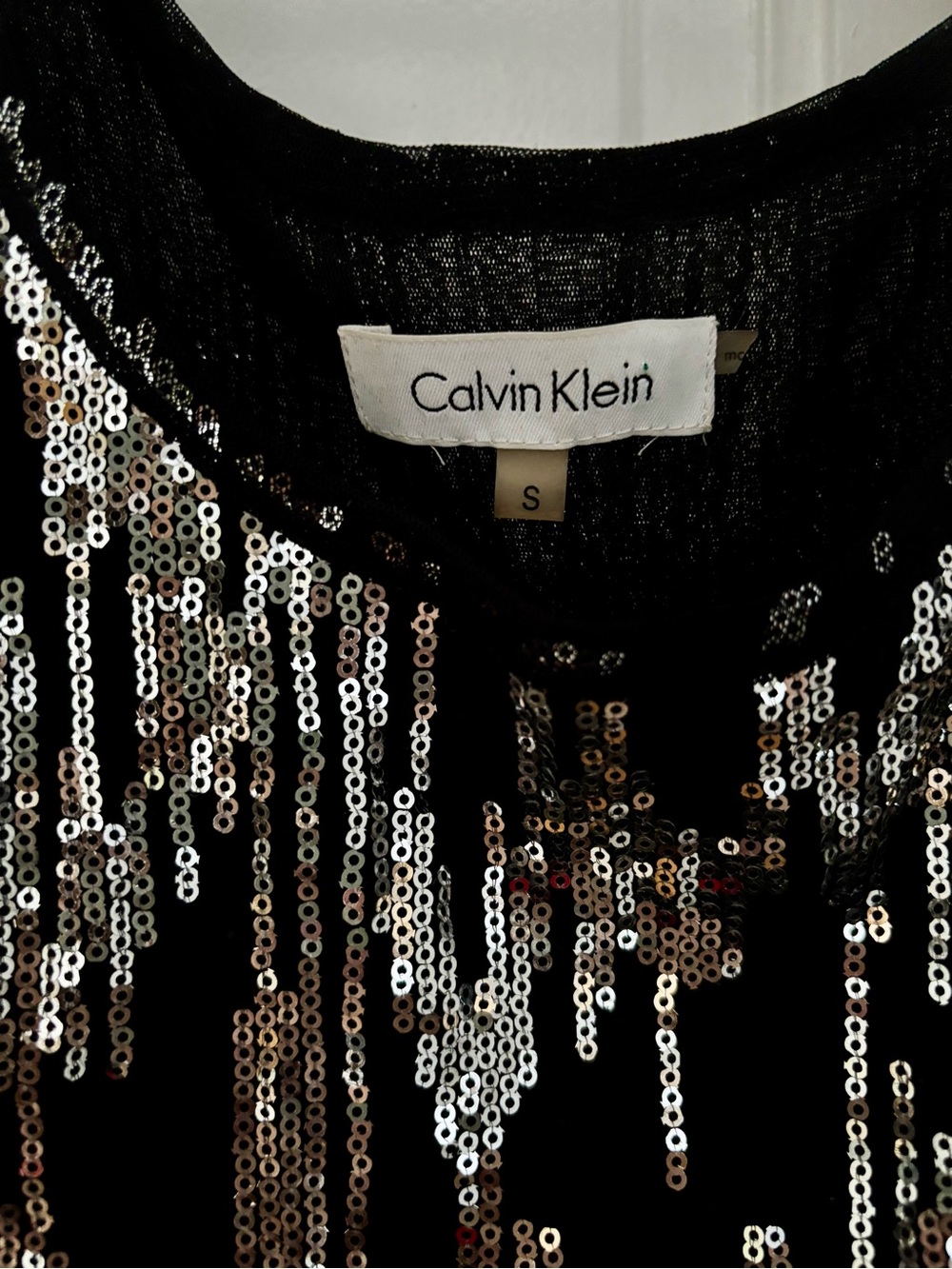 Calvin Klein Black Tank Top with Silver Sequin Accents - Picture 2 of 3